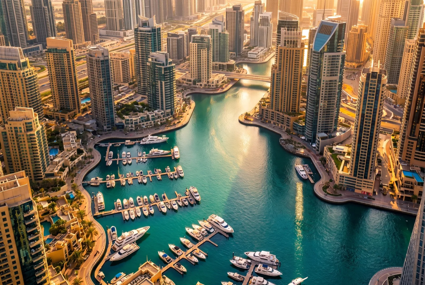 Dubai Marina at golden hour